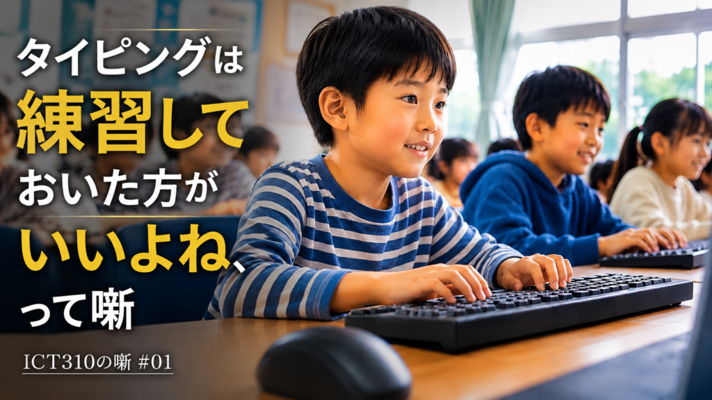 タイピングしている少年